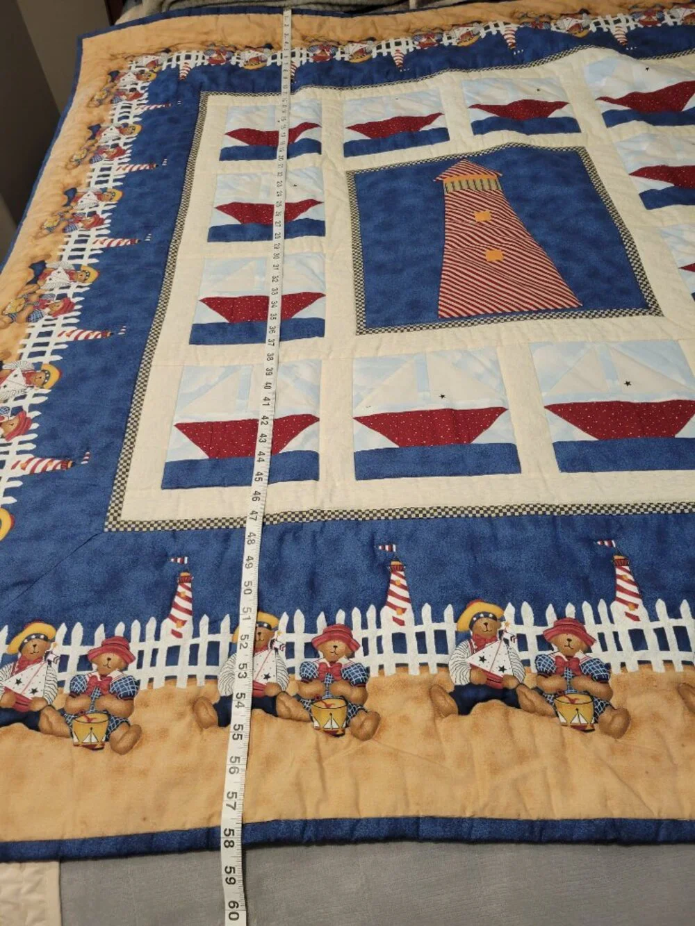 Blue Jean Teddy Daisy Kingdom Sailor Bear Americana Complete Sailboat Lighthouse